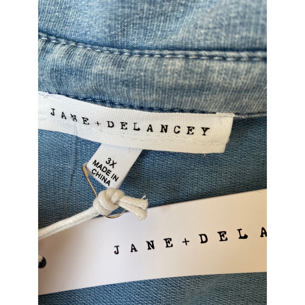 Jane & Delancey Chambray Knit Shirt Shacket Women 3X Coastal Quilted Cuffs NWT - Picture 7 of 11